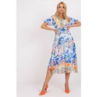 Love Lace Women's Flared Midi Day Dress with Heart Print Belt in Blue