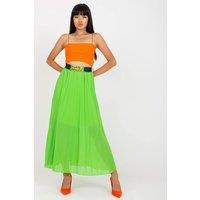 Love Lace Women's Long Elastic Waist Skirt with Chain Belt in Green