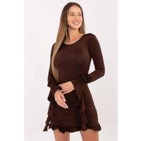 Love Lace Women's Elegant Pencil Cocktail Mini Dress Rose Ruffles in Brown