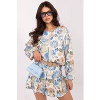 Love Lace Women's Floral Pleated Skirt Shorts with Belt Style 226632 in Blue