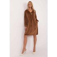 Love Lace Women's Velour Everyday Heart Neck Dress with Tag in Brown