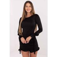 Love Lace Women's Evening Cocktail Pencil Dress with Rose Ruffle in Black