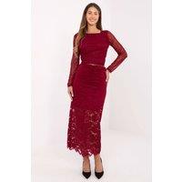 Love Lace Women's Elastic Waist Midi Openwork Lace Skirt in Red