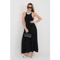 Love Lace Women's Long Casual Lyocell Cotton Linen Skirt in Black
