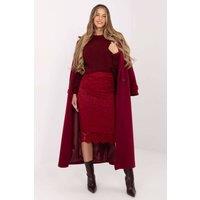 Love Lace Women's Elegant Lace Midi Skirt with Elastic Waist Style 221998 in Red