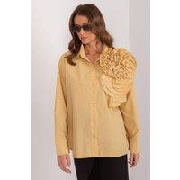 Love Lace Women's Elegant Cotton Long Sleeve Shirt with Flower Style 196566 in Yellow | Size: S/M