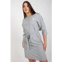 Love Lace Women's Plus Size Striped Pencil Dress with Tie Belt in Grey | Size: 46