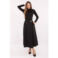 Love Lace Women's Elegant Pleated Midi Skirt with Elastic Back in Black