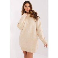 Love Lace Women's Acrylic Long Sleeve Mini Day Dress in Beige