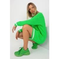 Love Lace Women's Knit Long Sleeve Heart Neck Dress in Green