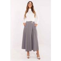 Love Lace Women's Elastic Waist Pleated Midi Skirt with Pockets Style 219352 in Grey