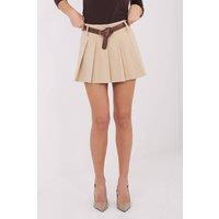 Love Lace Women's High Waist Pleated Skirt Shorts for Work in Beige