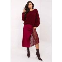 Love Lace Women's Mermaid Midi Lace Insert Skirt with Stretch in Red