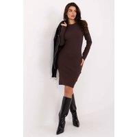 Love Lace Women's Ribbed Long Sleeve Pencil Bodycon Dress in Brown | Size: S/M