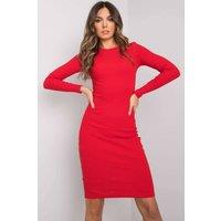 Love Lace Women's Pencil Cut Long Sleeve Round Neck Dress Style 185359 in Red | Size: XL