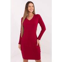 Love Lace Women's Everyday Ribbed Cotton V Neck Pencil Dress in Red | Size: S/M