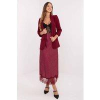 Love Lace Women's Polka Dot Midi Lace Hem Skirt with Elastic in Red