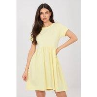 Love Lace Women's Cotton Flared Day Dress Without Fastening in Yellow | Size: XL