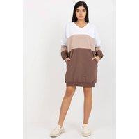 Love Lace Women's 3 Tone Heart Neck Sweatshirt Dress in Brown | Size: S/M