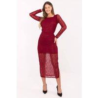 Love Lace Women's Elegant Midi Lace Skirt with Elastic Waist in Red