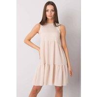 Love Lace Women's Beige Sleeveless Everyday Dress Ruffle Covered Zip | Size: XL