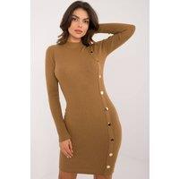 Love Lace Women's Ribbed Knit Turtleneck Pencil Dress Style 200185 in Brown | Size: Large/XL