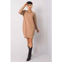 Love Lace Women's Everyday Cotton Elastane Long Sleeve Dress Pockets in Brown | Size: Large/XL