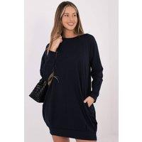 Love Lace Women's Cotton Elastane Sweatshirt Dress with Pockets Style 223044 in Blue | Size: Large/XL