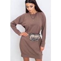 Love Lace Women's Everyday Cotton Elastane Long Sleeve Dress in Brown | Size: S/M