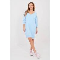 Love Lace Women's Cotton Elastane Sweatshirt Dress with Pockets Style 224942 in Blue | Size: S/M