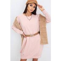 Love Lace Women's Everyday Cotton Elastane Long Sleeve Shift Dress in Pink | Size: S/M