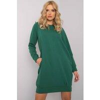 Love Lace Women's Knee Length Cotton Elastane Long Sleeve Dress in Green | Size: S/M