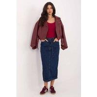 Love Lace Women's Cotton Denim Midi Skirt with Back Slit Pockets in Blue | Size: Small