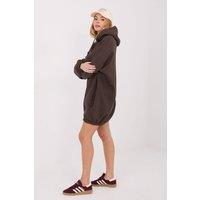 Love Lace Women's Oversized Cotton Hoodie Dress with Pockets in Brown
