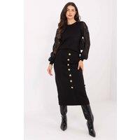 Love Lace Women's Elegant Viscose Polyester Midi Knit Skirt in Black | Size: S/M