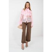 Love Lace Women's Tencel Blend Stand Collar Jabot Long Sleeve Shirt Style 223741 in Pink