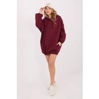 Love Lace Women's Oversize Cotton Sweatshirt Dress with Hood in Red