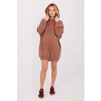 Love Lace Women's Oversized Hooded Sweatshirt Dress with Pockets Style 222497 in Brown