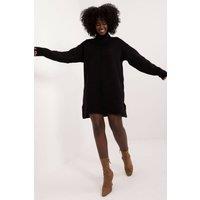 Love Lace Women's Everyday Turtleneck Mini Dress in Soft Acrylic in Black