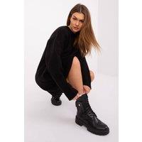 Love Lace Women's Everyday Knitted Mini Dress Long Sleeve Round Neck in Black