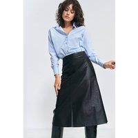 Love Lace Women's Imitation Leather Trapeze Side Zipper Skirt in Black | Size: 42