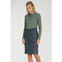 Love Lace Women's Classic Melange Pencil Skirt with Back Zip in Blue | Size: 42