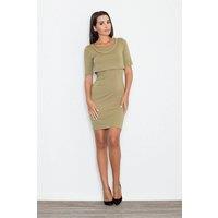 Love Lace Women's Short Sleeve A Line Day Dress in Olive in Green | Size: Large