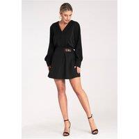 Love Lace Women's Flared Mini Skirt Elastic Waist Side Buckle in Black | Size: S/M