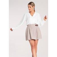Love Lace Women's Stylish Flared Mini Skirt with Elastic Waist in Beige | Size: S/M