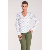 Love Lace Women's Long Sleeve Heart Neck Fitted Shirt Studs | Size: XL