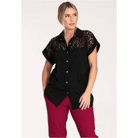 Love Lace Women's Extended Cut Buttoned Short Sleeve Shirt in Black | Size: XL