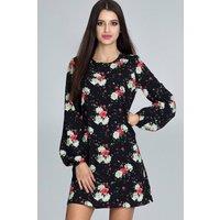 Love Lace Women's Floral Airy Long Sleeve Daydress in Black | Size: XL