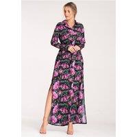 Love Lace Women's Button Up Maxi Dress With Belt Side Slits | Size: Medium