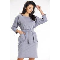 Love Lace Women's Belted Heart Neck Kimono Sleeve Day Dress in Grey | Size: Large/XL